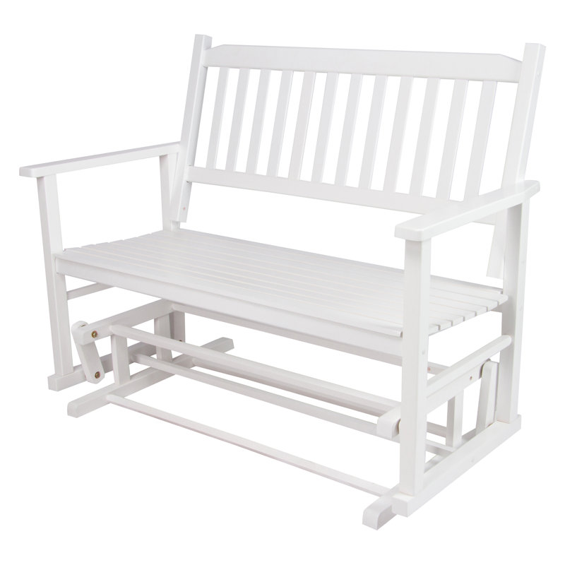 White Cedar Wood Outdoor Glider Loveseat Bench