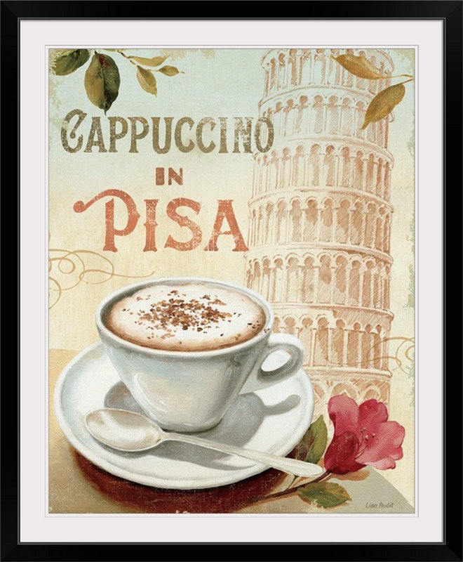 «Cafe in Europe IV» par Lisa Audit, affiche vintage, H 20 po x l 16 po x P 1,5 po, Toile