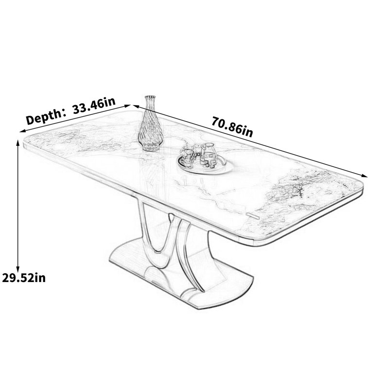 Mohab Light luxury simple rectangular dining table, 29.52"H x 70.86"L x 31.49"W