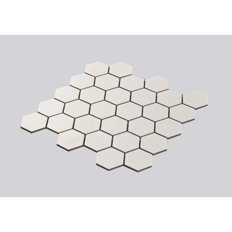 Carreau de mosaïque de mur et de sol en porcelaine 2 "x 2" Urban, Hexagone blanc cassé