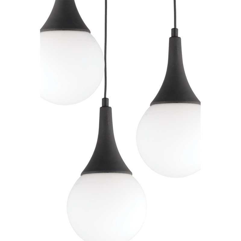 Lustre élégant avec capuchon en verre, hauteur réglable de 7,5 à 23,6 pouces | Corps en plastique durable, 3 x douilles E27 (40 W maximum) | Parfait pour les salles à manger et les espaces de vie modernes, design élégant et fonctionnel