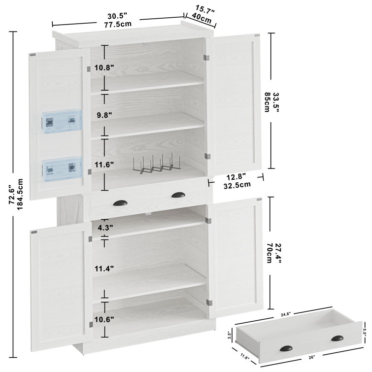 Cabinet-Depth Pantry Bins with Divider Case of 6