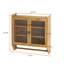 Vintage 4 Door Storage Cabinet, Carved Scatter Pattern Dining Sideboard with Adjustable Shelves-1904986702