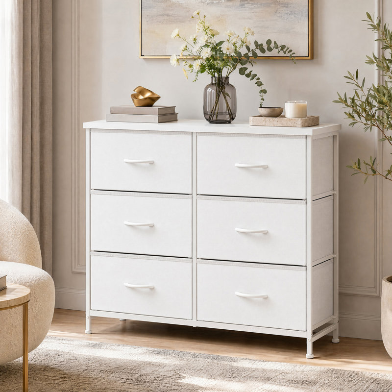 Commode à 6 tiroirs en métal, Gris foncé