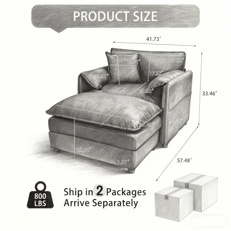 Fauteuil inclinable surdimensionné 57,48 po avec repose-pieds intérieur en chenille, Noir
