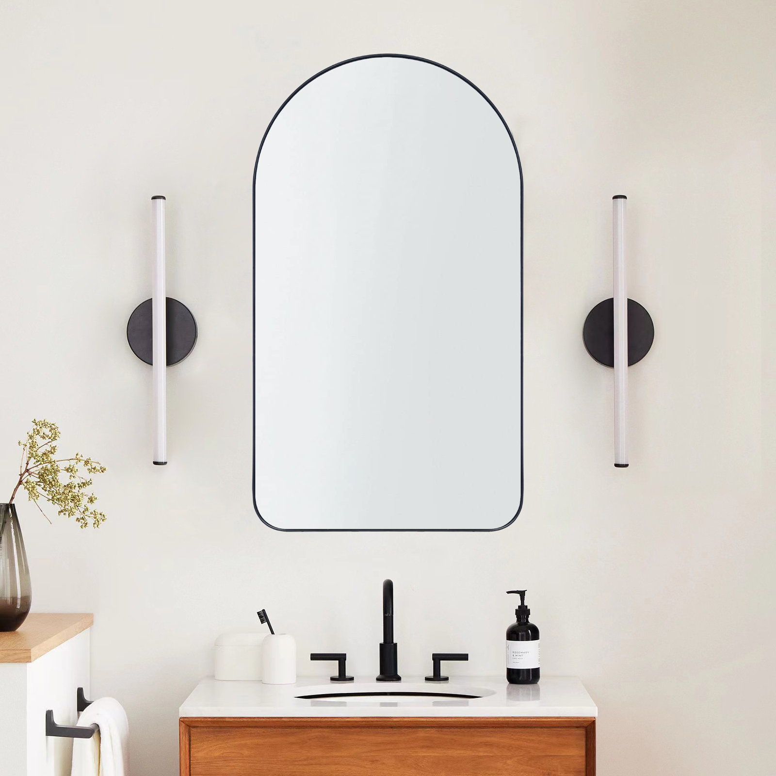 Recessed Medicine Cabinet, Black, 28.3" H x 16" W