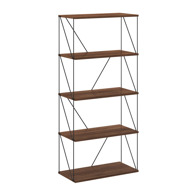 Rata 131.8cm H x 59.99cm W Metal Standard Bookcase, Columbia Walnut