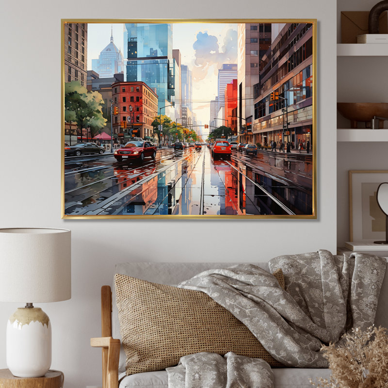 «Skyscrapers Urban Heights II», reproduction sur toile, H 24 po x l 32 po, Cadre photo blanc