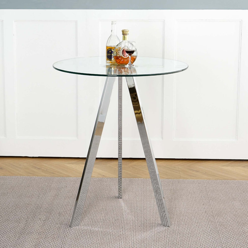 Modern Kitchen Glass Dining Table(Only Table), Chrome