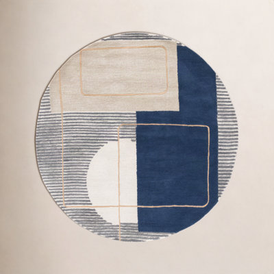 Lacy Hand-Tufted Wool and Viscose Geometric Rug
