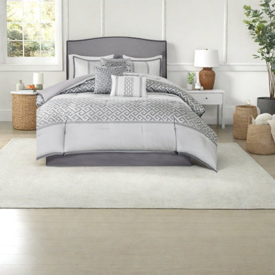 Elegant 7-piece Grey Bedding Sets, Polyester Comfort And Style For Home