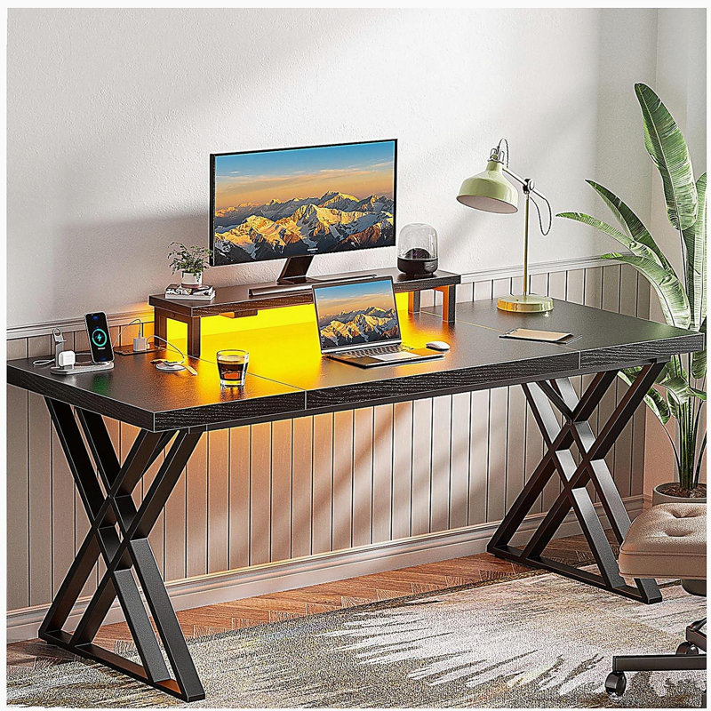 Thick desktop board computer desk -180 BLACK, Black