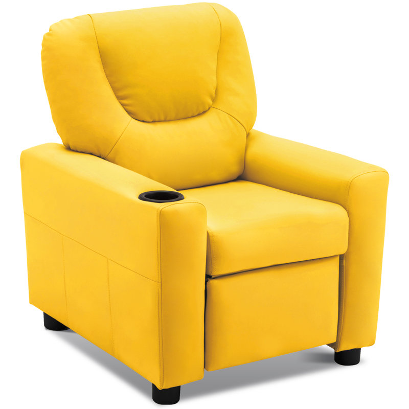 Crooms Kids Recliner Chair with Cup Holder, Yellow