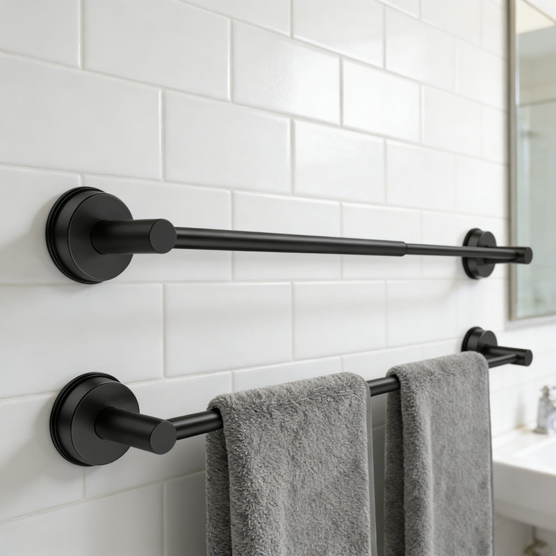 2 Pack Adjustable Suction Cup Towel Bar For Bathroom Wall,14.6Inch~24 Inch Towel Racks