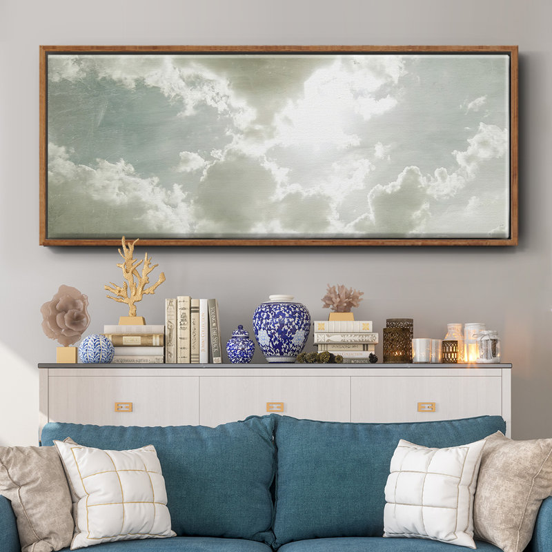 «Dygert Sky Scrapers II», impression encadrée sur toile, Toile encadrée noyer flottant, H 20 po x l 50 po x P 1,5 po