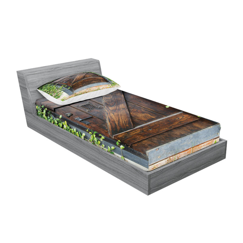 Drap-housse et coussin décoratif Ambesonne, brun-vert, Twin Sheet Set + 2 Pillowcases