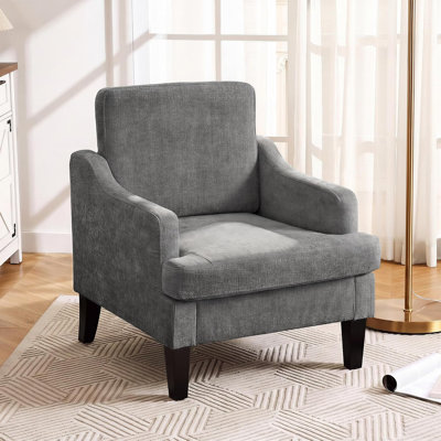 Fauteuil d'appoint moderne en chenille pour salon – Fauteuil lounge ergonomique et confortable avec revêtement doux