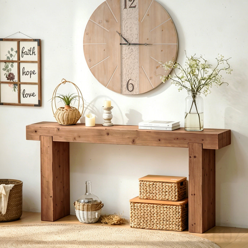 Console avec texture naturelle et nœuds de bois