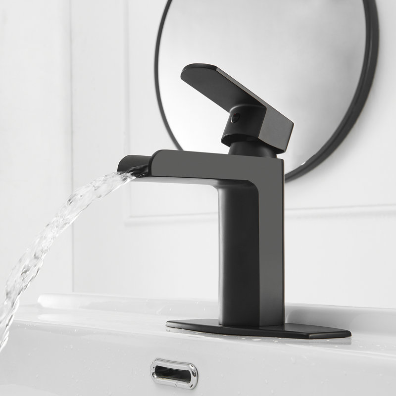 Waterfall Single Hole Bathroom Faucet Single-Handle Bathroom Sink Faucet with Water Supply Hose