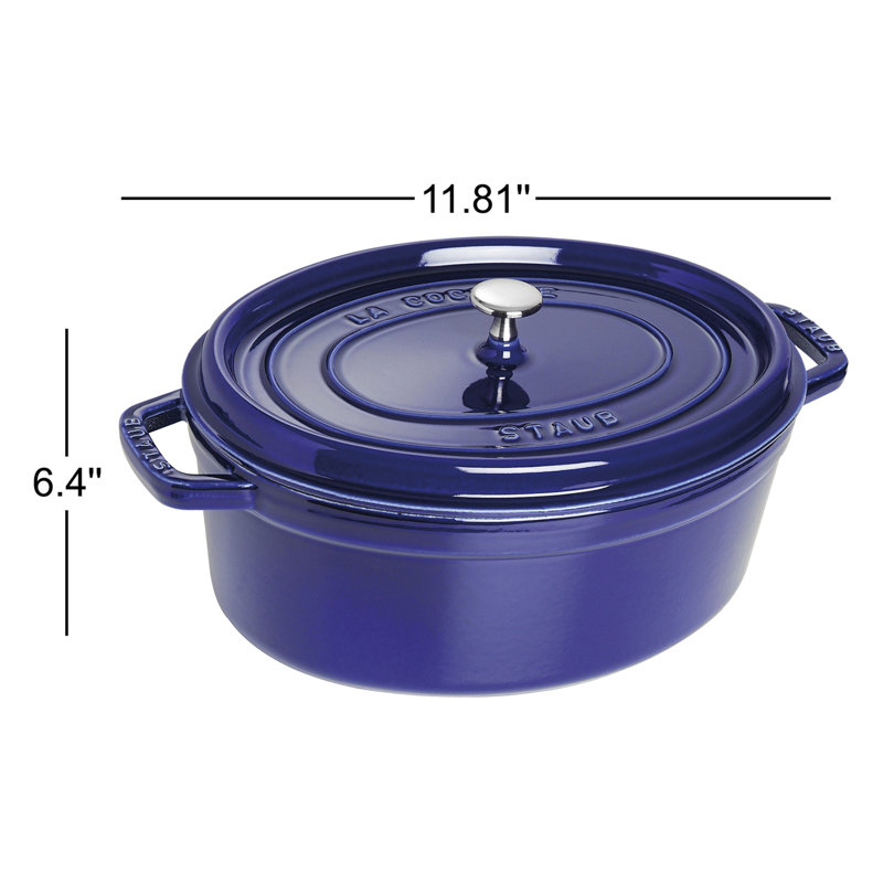 Staub Cast Iron Oval Cocotte, Dark Blue, 7.08 qt
