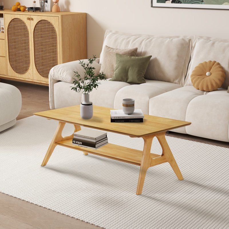 Table basse avec rangement Lamotte, Chêne naturel