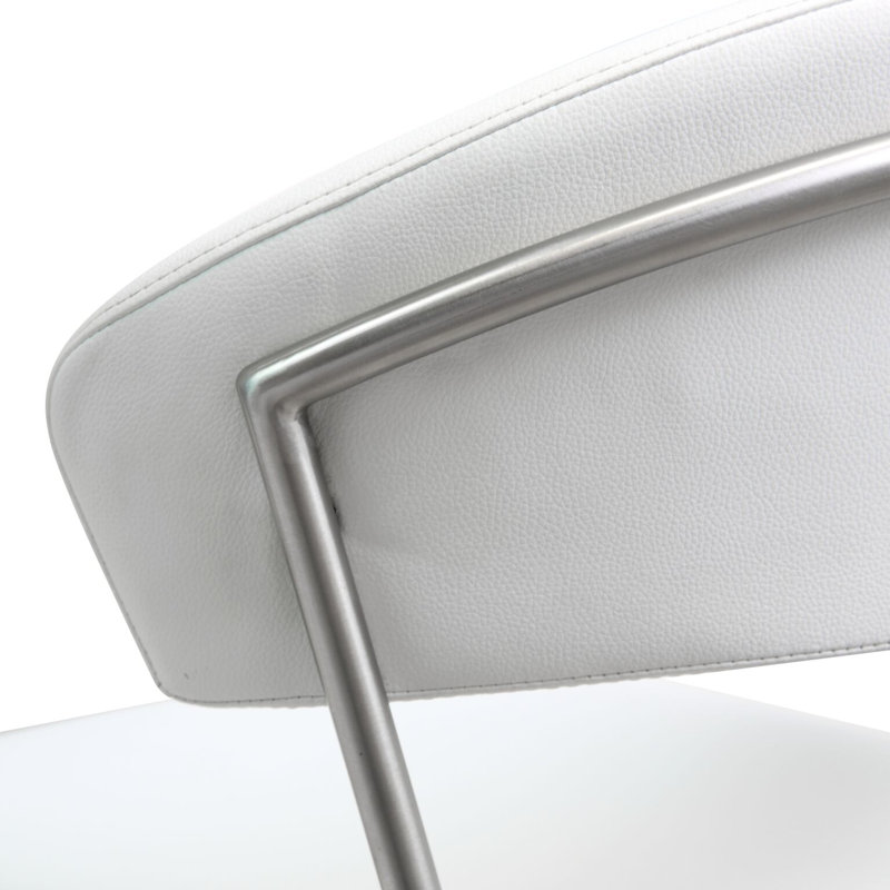 Swivel Upholstered Adjustable Height Counter Stool with Metal Frame, White Faux Leather, Light Gray, Light Gray