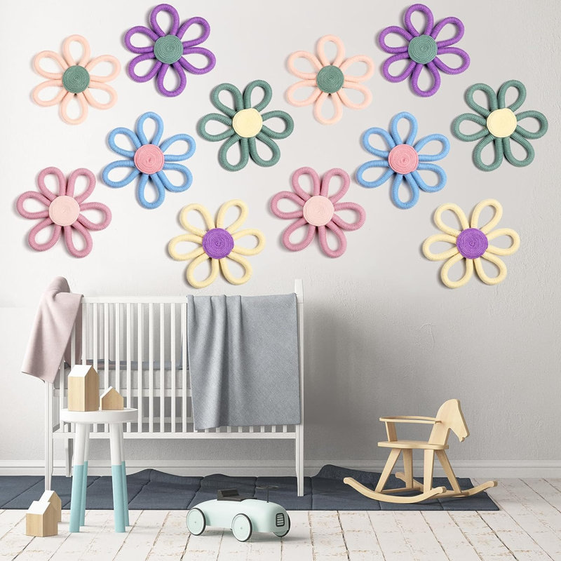 Handmade Multicolor Daisy Flower Macrame Wall Decor Set