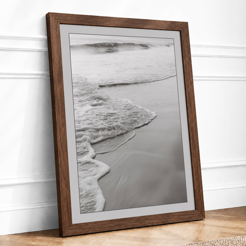 Waves On Sand Coastal - Print, Walnut, A3 - 42.0 x 29.7 cm