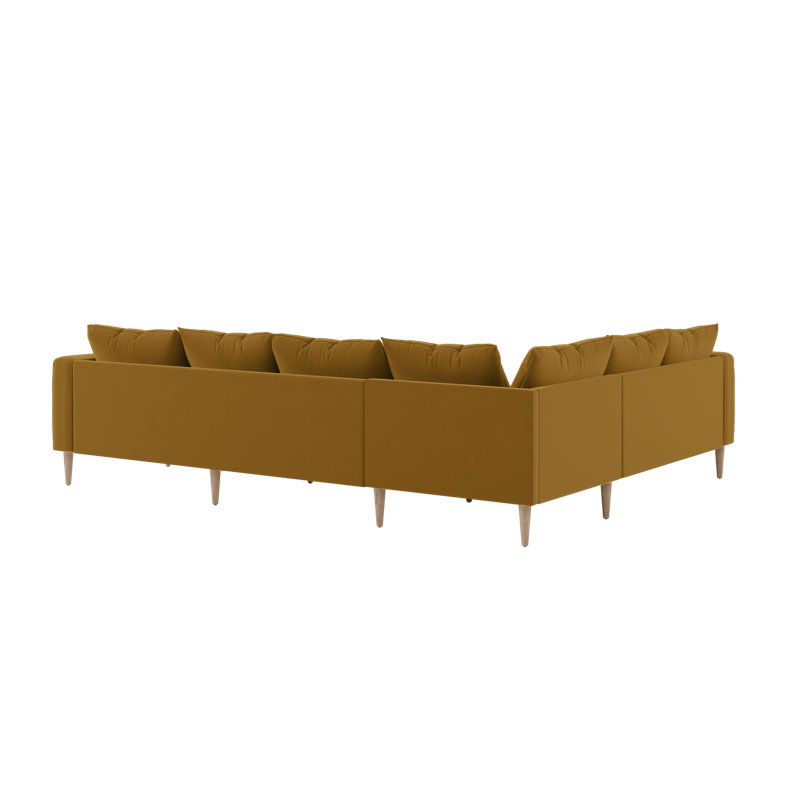 Essential 6-Seat Corner Sectional, Mustard Recycled Velvet, Natural