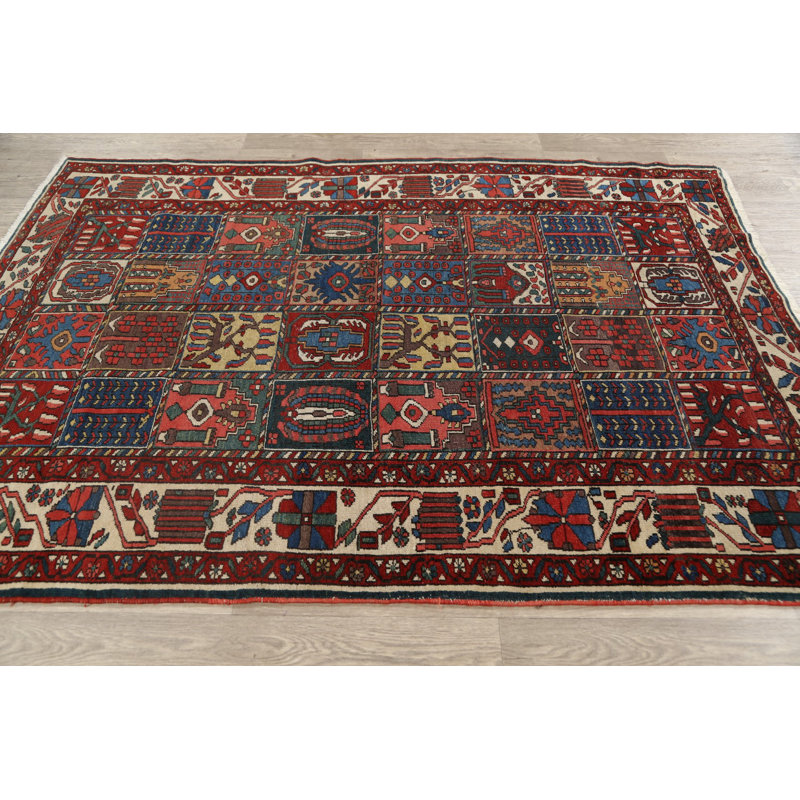 Tapis unique en laine noué à la main de style brun des années 4 de 4 pi 10 po x 6 pi 11 po Babic