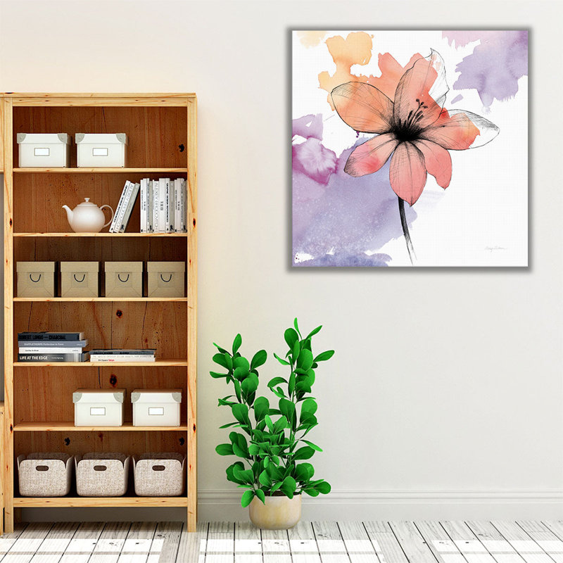 «Watercolor Graphite Flower II», reproduction d'art sur toile, H 12 po x l 12 po