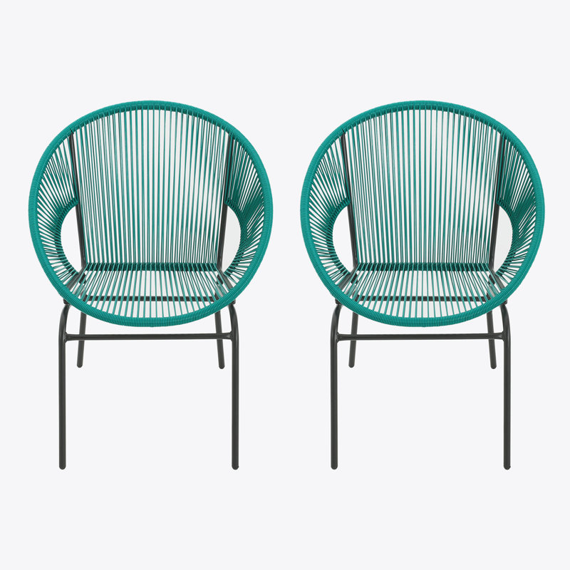Chaise d'extérieur en osier, ensemble de 2, Sarcelle