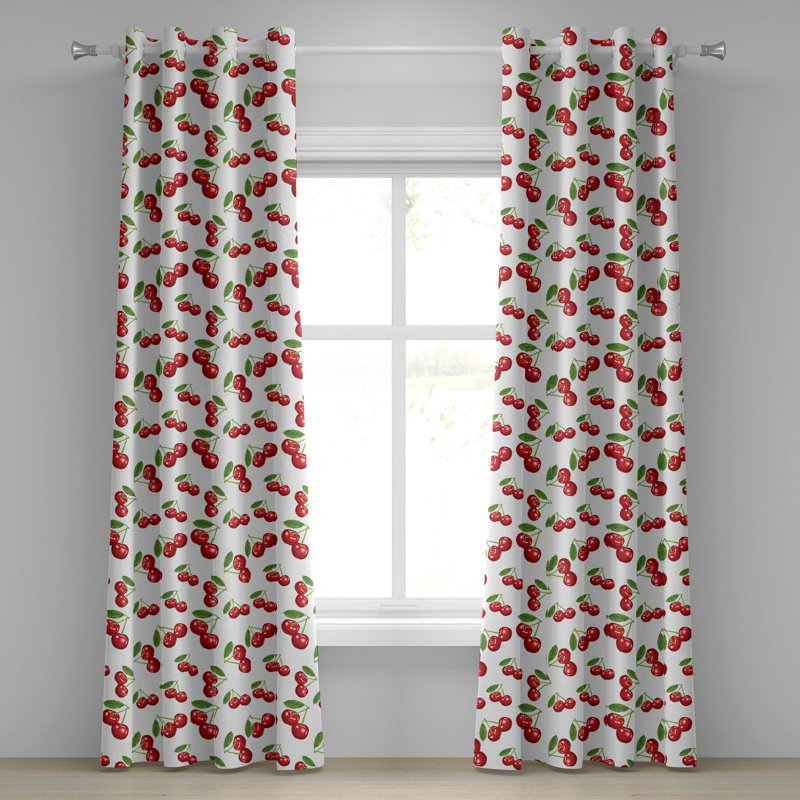 Rideau décoratif à 2 panneaux avec œillets Dovecove, 50 po x 96 po, blanc vert vermillon, L 50 po x L 108 po