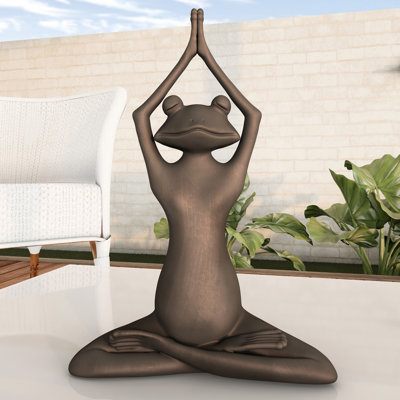 Horley Stretching Frog Statue - Resin Zen Animal Yoga Figurine for Outdoor Lawn and Garden Décor