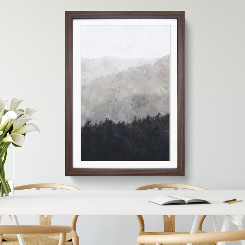 Mountain Behind the Forest Layers - Picture Frame Painting Print, Walnut Framed, 87cm H x 62cm W x 2cm D