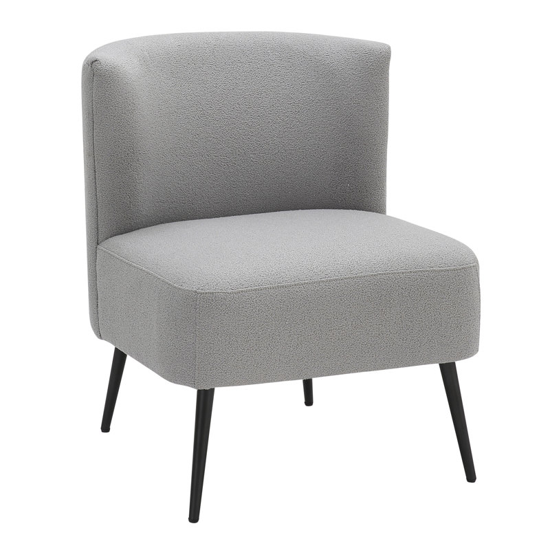 Fauteuil de chambre Fran en métal noir et sherpa gris clair par Lumisource