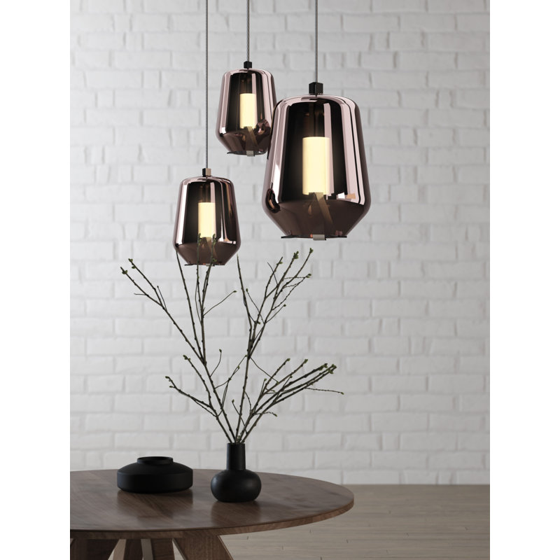 Luisa 1 - Light LED Schoolhouse Pendant, Glory Rose, White, 2700K