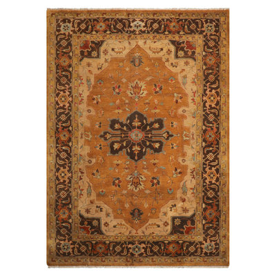 Tapis oriental traditionnel en laine noué à la main 9 pi 7 po x 13 pi 7 po Serapi