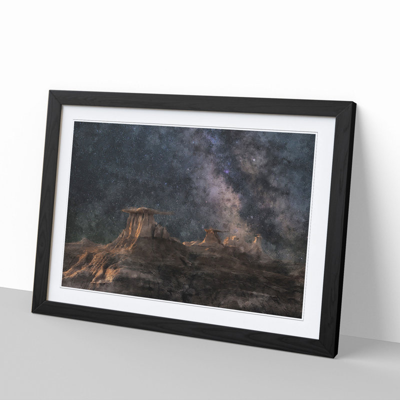Badlands in South Dakota - Picture Frame Painting, 36cm H x 48cm W x 2cm D, Black Framed
