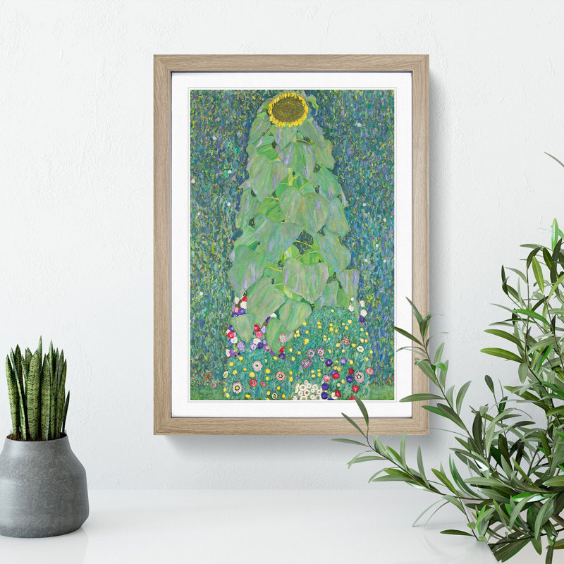 The Sunflower Vol.2 by Gustav Klimt - Picture Frame Painting, 48cm H x 36cm W x 2cm D, Oak