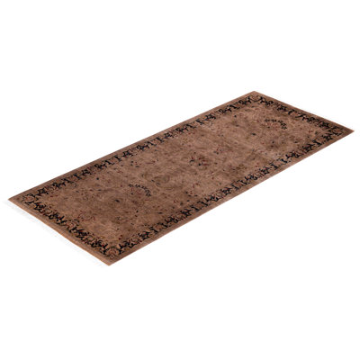Tapis de couloir brun moderne et contemporain en laine nouée à la main 2 pi 7 po x 6 pi Clukey