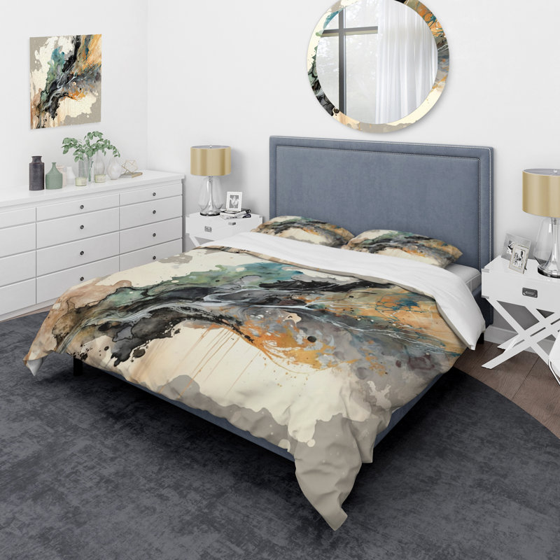 Ensemble de housse de couette Jazz Rhythms In Shades Of Grey IV Bedding, Housse de couette simple + 1 taie décorative stan
