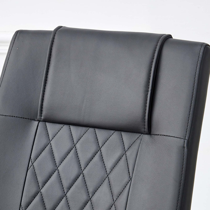 Chaises de salle à manger en similicuir, 4, Noir, Doré