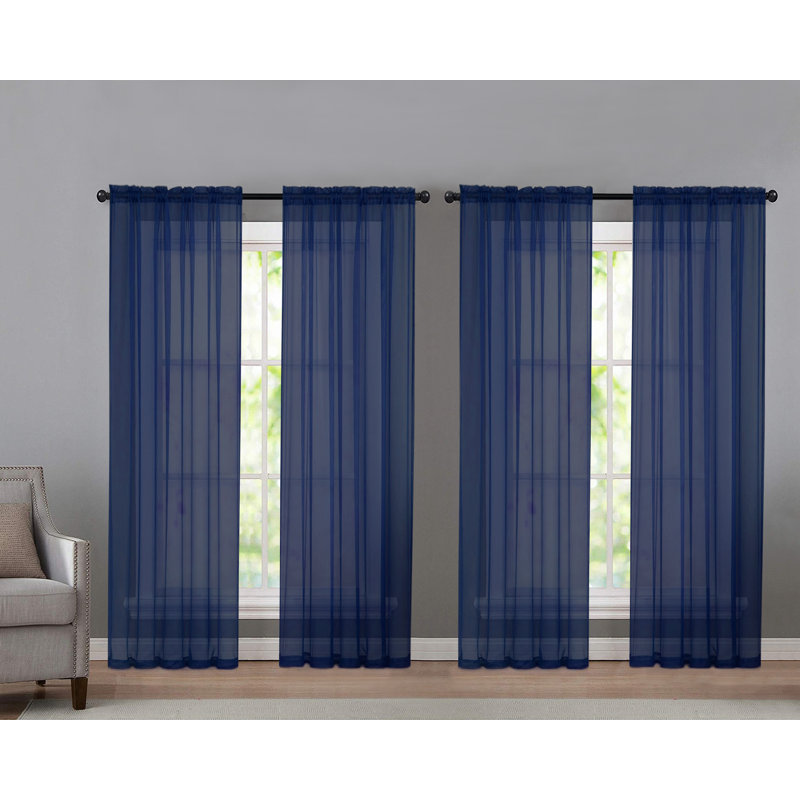 Panneau de rideau transparent d'extérieur Sarber Basic, Bleu marine