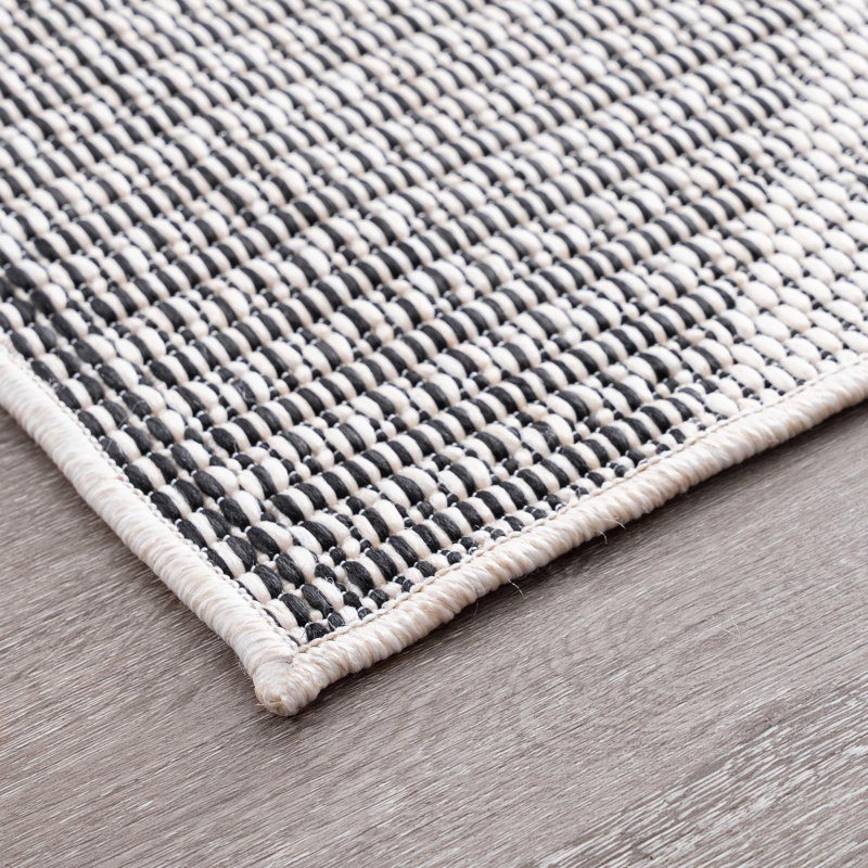 April Geometric Dark Gray & Silver Indoor / Outdoor Area Rug, Rectangle 2' x 3'
