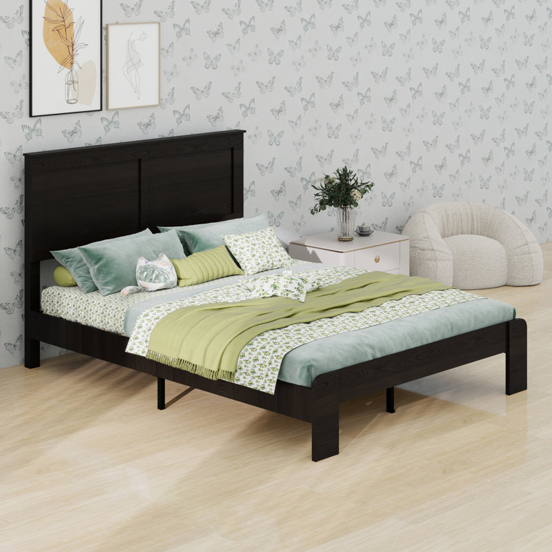 Base de lit plateforme en bois avec espace de rangement spacieux sous le lit, Grand lit