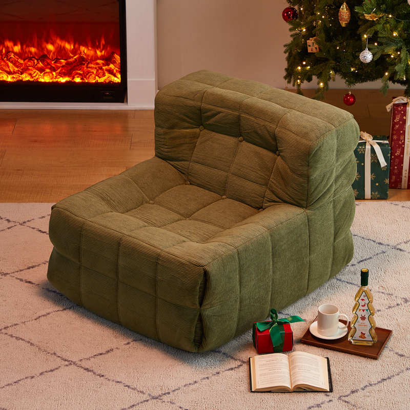 Bean Bag Chair, Green Corduroy