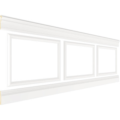 94 1/2”L Ashford Square Panel Traditional Wainscot Panelling Kit