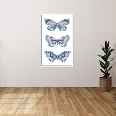 "Panneau de papillon blanc" par Danhui Nai, reproduction sur toile dans un cadre flottant blanc