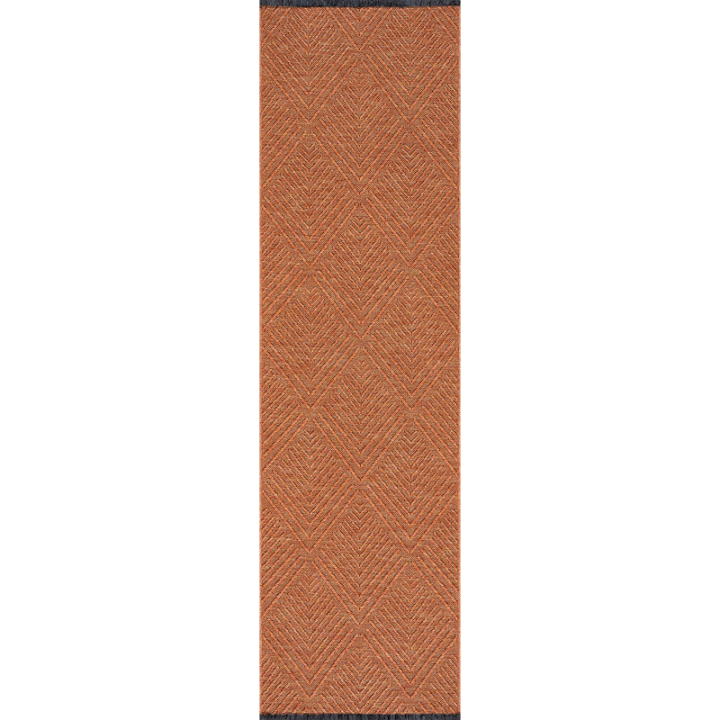 Tapis orange lavable à la machine Breneisha, Tapis de couloir 2 pi 3 po x 7 pi 7 po